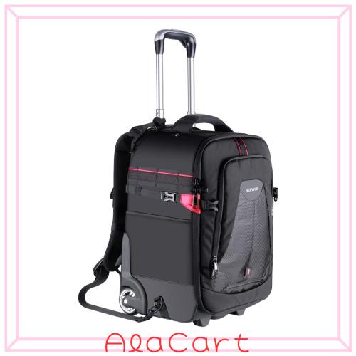 Neewer 2-in-1ローリングカメラバックパック 耐衝撃コンパートメント/隠しプルバー 耐久防水 カメラ、三脚、レンズ、ラップトップに対応(