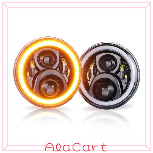7インチ led ヘッドライト， jkラングラー ヘッドライト デイライトとウインカー機能付き jeep ラングラー ジムニー トヨタ FJクルーザー