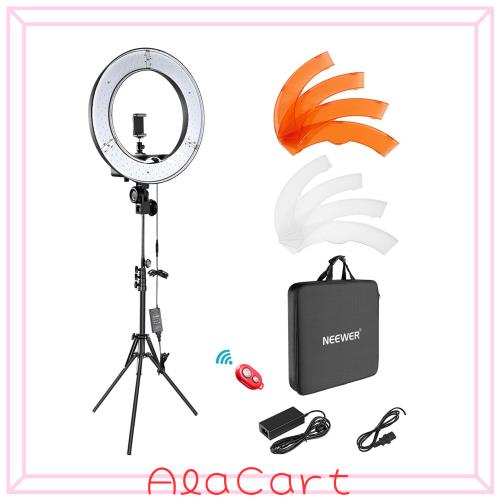 NEEWER 18インチLEDリングライト 55W 5600K 調光可能 女優ライト 省エネSMD LED カメラ写真ビデオ用照明セット ライトスタンド、ソフトチ