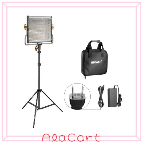 NEEWER 480 LEDビデオライトとスタンドキット 調光可能 二色 3200K-5600K CRI 96+ 照明撮影用パネルライト Uブラケットと収納ケース付き
