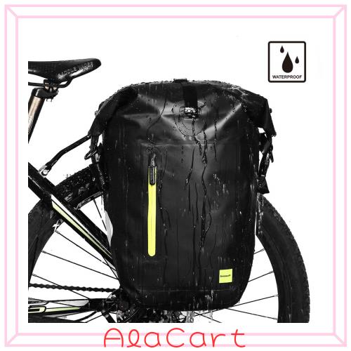 Rhinowalk 自転車 パニアバッグ リアバッグ サイドバッグ バイク 防水 大容量 軽い 収納力 (ブラック＆グリーン)