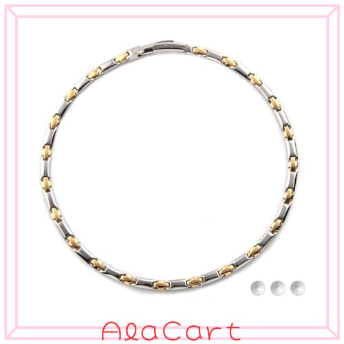 [はち] 純チタン ゲルマニウム ネックレス メンズ レディース 磁気 ヘマタイト ネックレス 静電気除去 ジュエリー シルバー+ゴールド (54