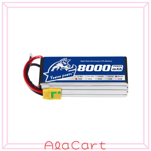 Yowoo 6S 22.2V Lipo バッテリー 8000mAh 30C with Amass 防火花 XT90-Sプラグコネクタ適用 DJI S800 S800 EVO S1000 Spider6 RCモーター