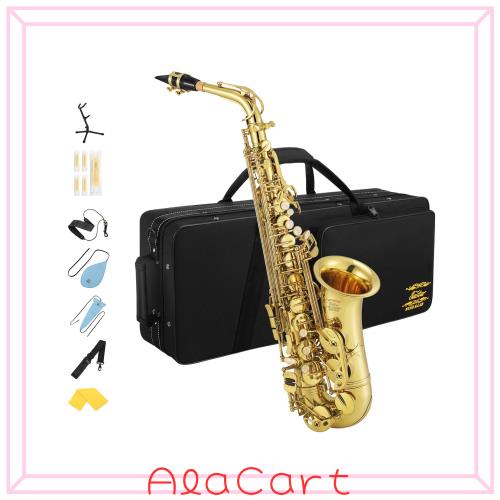 Eastar アルトサックス E Saxophone ゴールドラッカー サクソフォン ケース付き お手入れセット クリスマス(演奏用) AS-？