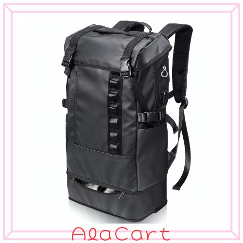 [PEYNE] メンズ リュックサック 大容量 - 2層式 拡張機能 スクエア 靴/弁当収納 バックパック, 防水 キャンバス A4収納 多ポケット USBポの通販は 5,646円