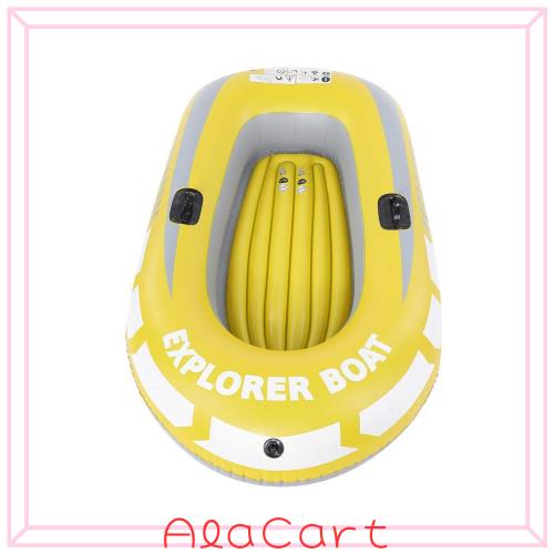 2人用 膨脹可能なボート インフレータブルボート ボート・フロート 安全 耐磨耗 2つのパドルマウント 250kgに耐える 使用便利 イエローの通販は