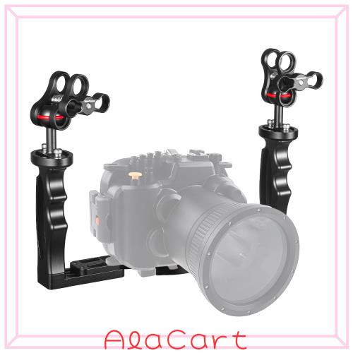 MINIFOCUS 水中カメラ ハンドル トレイ ブラケット、デュアル ハンドル伸縮アルミニウム合金ビデオ スタビライザー ホルダー 2 1’’ ボー