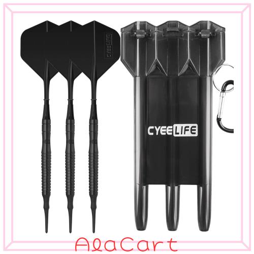 CyeeLife 90% 22g タングステンの専門ダーツ+ダーツケース+プラスチックの尾翼+30 ダーツ ティップ