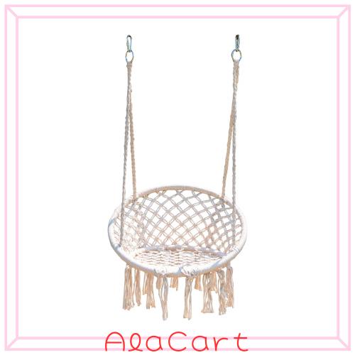 スイングチェア ハンモック ハンギングチェア ハンド編みマクラメ 吊り下げ式 大人＆子供兼用 室内室外 バルコニー 親子 耐荷重100kgの通販は 9,302円