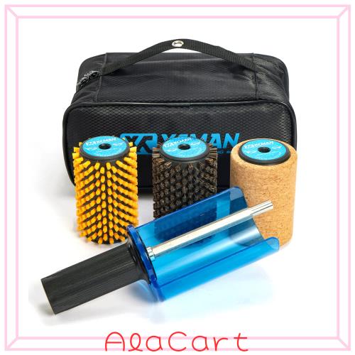 XCMAN スノーボード用ナイロン、ブロンズ、コルク、馬毛ブラシ ロータリーブラシ、シングルシャフト(ハンドル)の４点セット、100 mm長さ