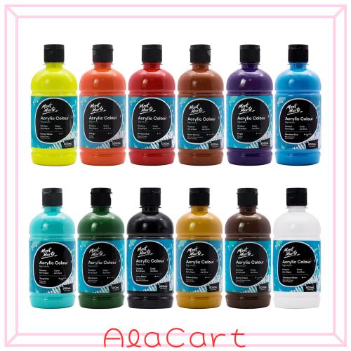 MONT MARTE シグネチャー アクリルカラーペイントセット 12 x 16.5オンス (500ml) セミマット仕上げ 12色 キャンバス 木材 生地 レザー