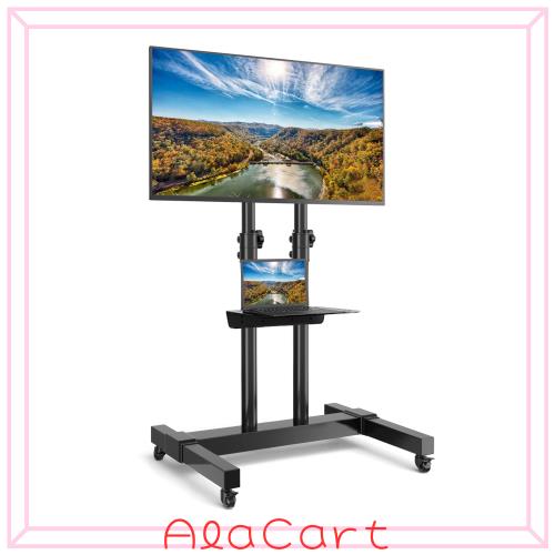 Rfiver テレビスタンドキャスター付き tvスタンド 二重支柱設計 32~75インチ対応 高さ調節可能 テレビスタンド ハイタイプ 棚付き 移動式