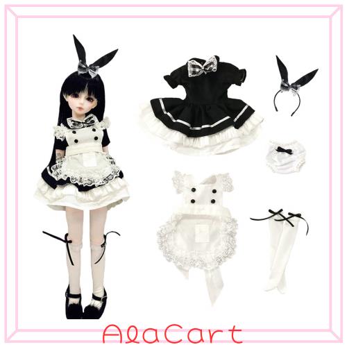 rakulifey ドールアウトフィット 人形メイド服 1/4ドール衣装 1/4球体関節人形着せ替え ドールドレス 5点セット プレゼント 変装 (1/4ド