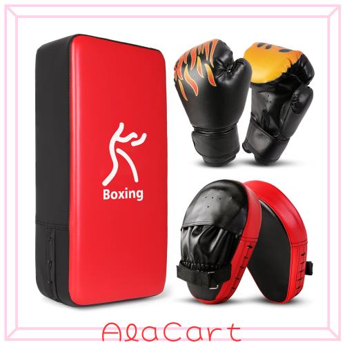 Odoland 3個セット 子供用パンチングミット、キックミット、6オンスボクシンググローブ 高級PUレーザー キックパック 通気性 キッズ親子の通販は 8,139円