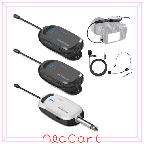 Alvoxcon ワイヤレスマイク ヘッドセット ピンマイク ワイヤレス UHF クリップマイク 無線マイク 動画撮影 録音 拡声器 カメラ スマホ 軽