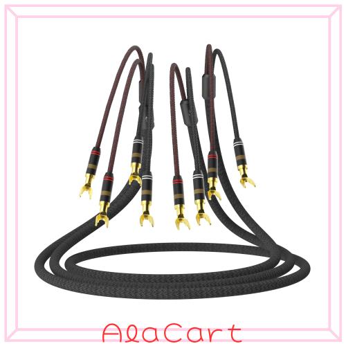Monosaudio 12AWG HiFi スピーカーケーブル 高純度OFC 純銅 24k金メッキ コンバーチブル バナナプラグ/Y型付スピーカーケーブル オーディ