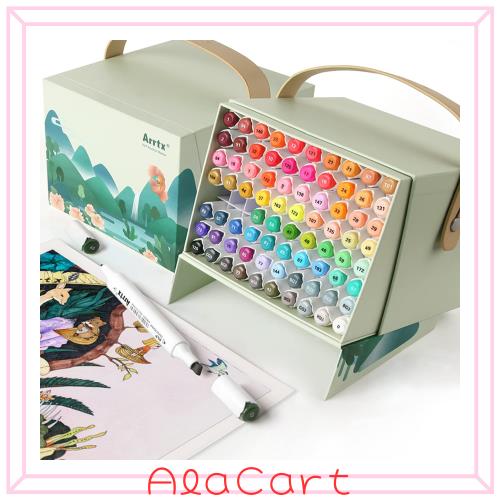 Arrtx ALP アルコールアートマーカーセット 80色 デュアルチップ パーマネントアーティスト アルコールベースのペン スケッチブラシマー