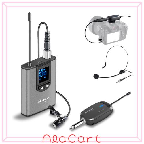 Alvoxcon ワイヤレスマイク UHF ピンマイク ワイヤレス ヘッドセットマイク クリップマイク ハンズフリーマイク 無線マイク 動画撮影 録