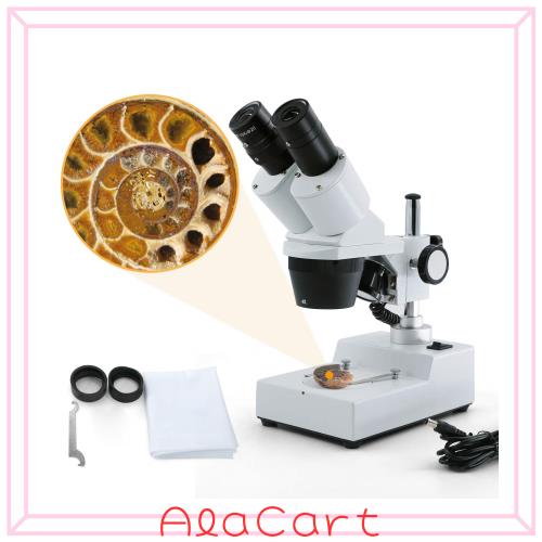 SWIFT 双眼実体顕微鏡 立体顕微鏡 LED光源付 金属製 両眼ヘッド、広視野接眼レンズ10X付き、総合倍率：20倍、40倍、研究用、実験用、高倍