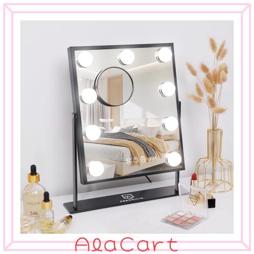 FENCHILIN 女優ミラー 卓上ミラー 化粧 鏡 卓上 ライト付き 9個高輝度LED電球 10倍 拡大鏡 付き ハリウッドミラー 三色照明モード 明るさの通販は 5,396円