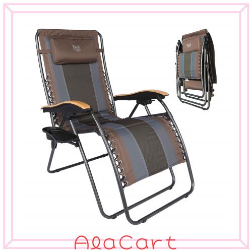 TIMBER RIDGE リクライニングチェア 折りたたみ 耐荷重160kg ワイド(座幅60cm) 角度調節 インフィニティチェア キャンプ カップホルダー