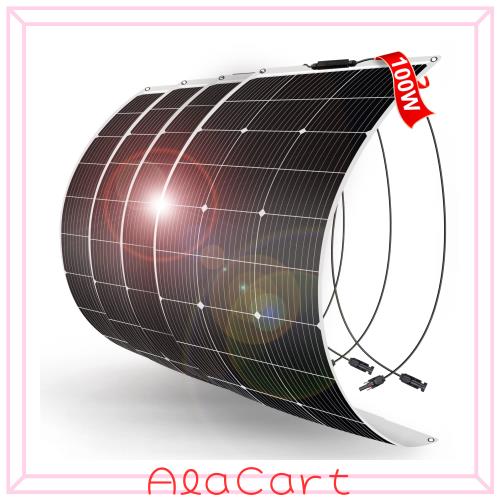DOKIO ソーラーパネル 400W フレキシブル 防災対策 単結晶 4枚*100W 18v ポータブル電源や12Ｖバッテり適用 自作のソーラー発電に最適な