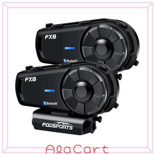 FODSPORTS バイク インカム FX8 インカム インカムバイク用 8人同時通話 低中高音切り替え 音楽共有 バイク用インカム FMラジオ Hi-Fi音
