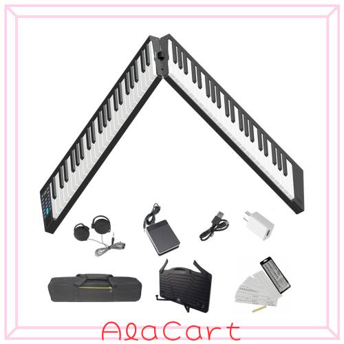 Longeye FOLD 電子ピアノ 88鍵盤 折り畳み式 デジタルピアノ MIDI対応 譜面台/ペダル付属 充電型 128種音色 2重音色 日本語説明書 専用ケ