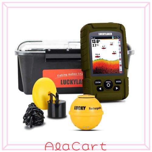 LUCKYLAKER カヤック ワイヤレス 魚群探知機 ポータブル 釣り ボート 海 フィッシング 魚探 防水 ワカサギ バス SUP ダブル 投げ釣り 小