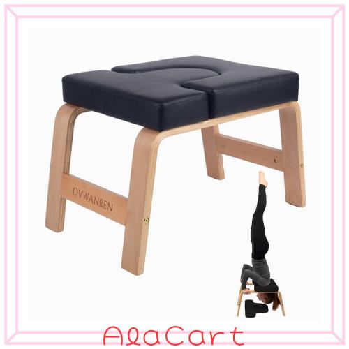 ヨガスツールフィットネスエクササイズヘッドフレームベンチウッドとPUマット安定した倒立椅子