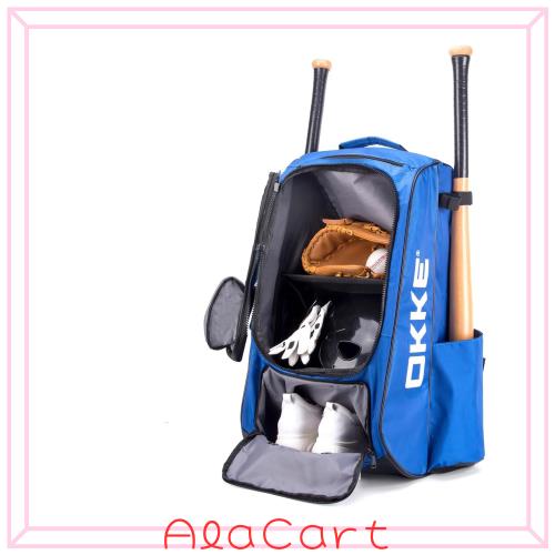 60L 大容量 野球 バックパック （ クーラーバッグ 付き）、 高校生 多仕切り ベースボール リュックサック （ バット ４本入れ ）