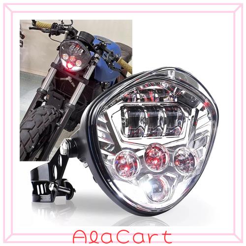 Largoods 7インチ LEDヘッドライト ブラケット付き 最新型Ｖ型 Hi/Lo切り替え 白/赤DRL機能付き ハーレー ダビッドソン ホンダ 川崎 鈴木