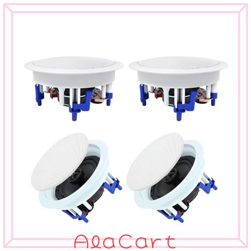 Herdio 600W ブルートゥース 天井埋め込み型スピーカー 2ウェイ/ラウンド型/1本 ホワイト 18.5cm 8Ω 天井スピーカー(4スピーカー)