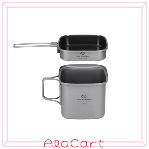COOK’N’ESCAPE チタンクッカーセット 角型 やかん・ポット キャンプ用 アウトドア 軽量 コンパクト