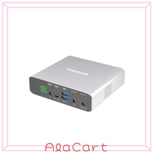 USB Cポータブル充電器、Krisdonia32000mAhラップトップパワーバンクPD100W外部バッテリー-1xUSB-C（入力60W出力100W）-2X DC（最大24V）