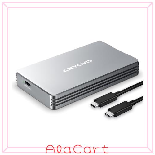 ANYOYO Thunderbolt 4/3 ＆ USB4 M.2 PCIe 2280 M-KEY（B+M KEY）NVMe SSD 外付けケース ,40Gbps NVME SSD ケース , 最大2700MB/s ,アルミ