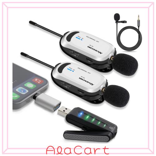 ワイヤレスマイク USB Alvoxcon 無線マイク PCマイク Androidフォン iPhone ピンマイク イヤホン端子付き UHF 録音録画 拡声 モニタリン
