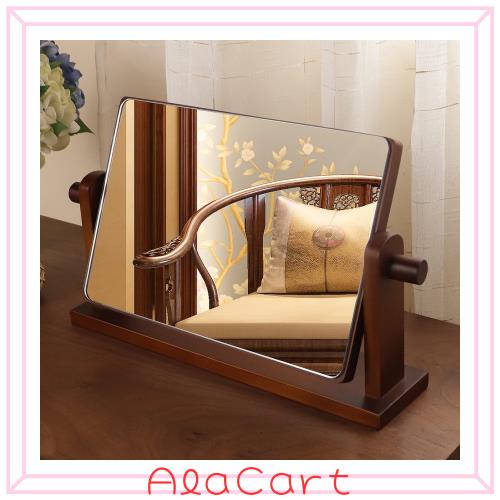 卓上ミラー 木製 鏡 大きい スタンドミラー 卓上 木 化粧ミラー 36*22*8cm 化粧鏡 メイクアップ・化粧用 360度回転 卓上鏡 大きいミラー の通販は 5,882円