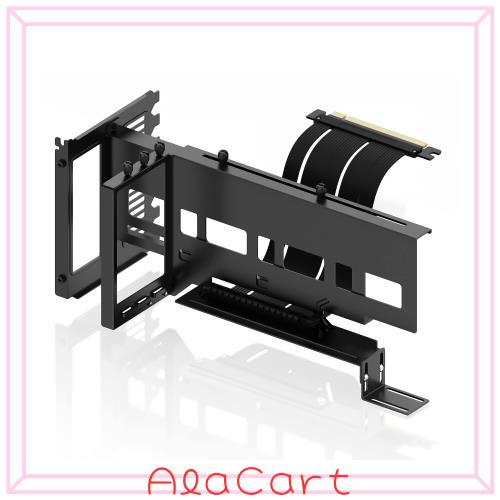 EZDIY-FAB 垂直 PCIe4.0 GPUブラケット 垂直グラフィックカードホルダー PCIe 4.0 X16 Gen4 ライザーケーブル90度直角17cm ブラックキッ