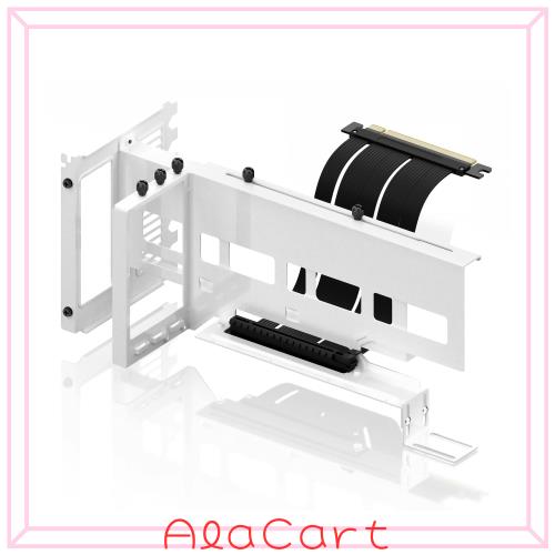 EZDIY-FAB 垂直 PCIe4.0 GPUブラケット 垂直グラフィックカードホルダー PCIe 4.0 X16 Gen4 ライザーケーブル90度直角17cm ホワイトキッ