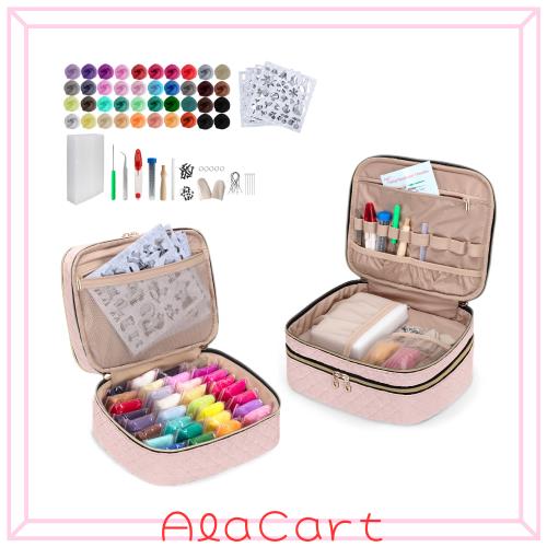 LoDrid 羊毛フェルトキット 40色 収納バッグ フェルトツール付き ウールフェルト キット 羊毛フェルト セット 初心者 (ピンク)の通販は