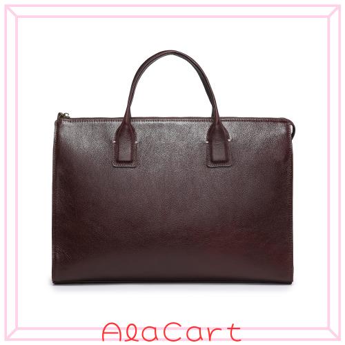 AKIYAMA ブリーフケース 防水 メンズ ビジネスバッグ 本革 レザー ミニ トート大容量 a4対応 PC 通勤 ビジネス 自立 出張 (ダークブラウ