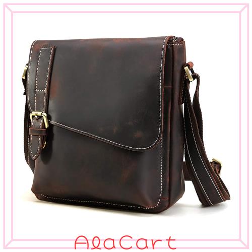 [Masa Kawa] 雅革 本革 ショルダーバッグ メンズ レザー 斜め掛けバッグ メッセンジャーバッグ 通勤 通学 旅行 育てる革鞄 ワインレッド