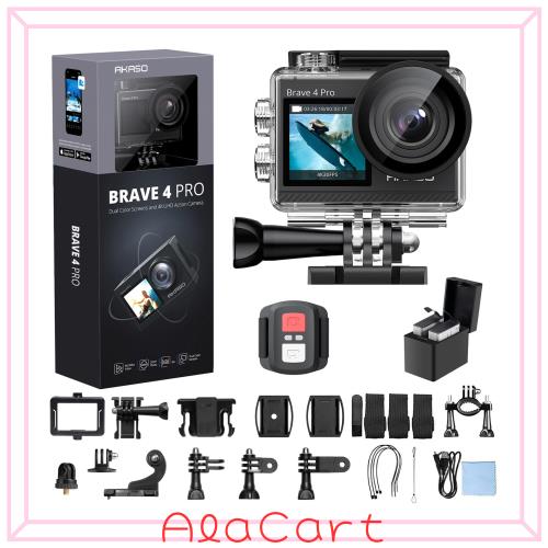 アクションカメラ AKASO 4K 20MP アクションカム WiFi 手ぶれ補正 スポーツカメラ 40M水中 防水カメラ リモコン/マイク対応 5Xズーム ウ