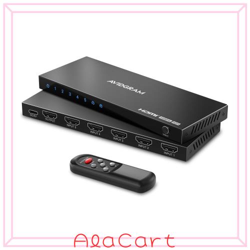 AVIDGRAM HDMI 2.0 セレクター 5入力1出力， IRリモコン付き | HDMI 切替器 4K 60Hz, AVIDGRAM HDMI 2.0 セレクター 5入力1