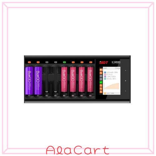 ISDT N8 電池充電器 8本同時充電可能 単三単四ニッケル水素/ニカド充電池に対応 単３単４電池 USB充電器 充電の同時にスマホへ給電可能