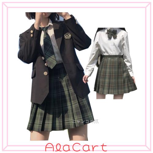 [CAWILXHA] ブレザー 女子高校生 紺 セーラー服 ジャケット コート jk制服 女子制服 Cosplay 高校生 エンブレム付き 多色対応 2点セット