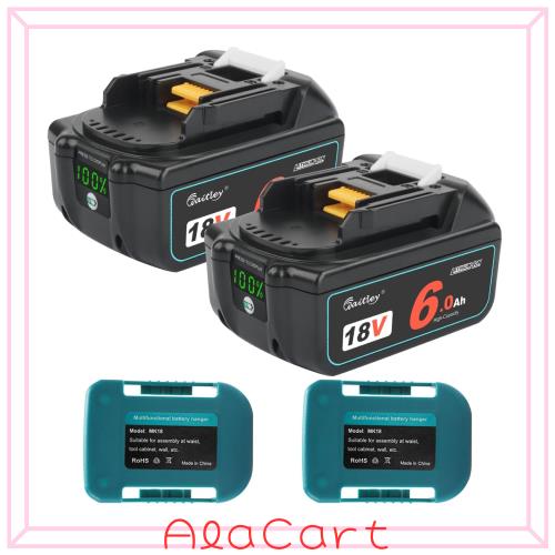 waitley互換マキタ 18V バッテリー 2個セットLED%残量表示付きBL1860B BL1830 バッテリー 6000mAh 大容量 電動工具用バッテリー BL1840 B