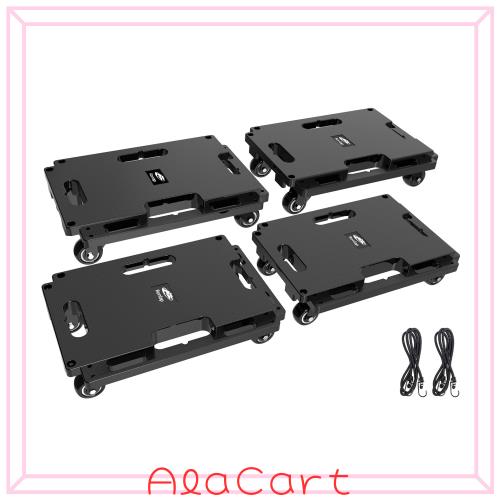 SPACEKEEPER 平台車 4個セット 縦横連結可能 耐荷重200Kg 積み重ね 軽量 静音 ドーリー 360度回転可能キャスター 収納便利 固定ロープ付