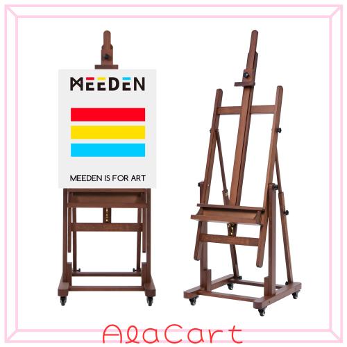 MEEDEN イーゼル ブナ木製 大型イーゼル 203-360cm 角度調節 水平絵画 物置トレイ付き 移動可能 最大208cmの張りキャンバスを対応 頑丈
